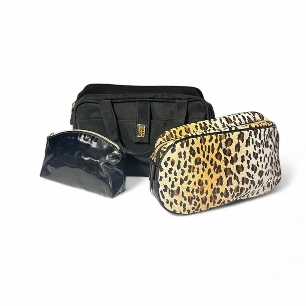 Black and Leopard Print Bag Set